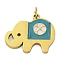 Ion Plating(IP) 304 Stainless Steel Enamel Pendants, with Jump Ring, Manual Polishing, Elephant Charm, Real 18K Gold Plated, Dark Turquoise, 13.5x15.5x1.5mm, Hole: 2.5mm