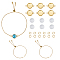 10Pcs 304 Stainless Steel Slider Cable Chain Slider Bracelet Makings, with Round Trays and Glass Cabochons, Golden, Bracelet Making: 9-3/8 inch(23.8cm).