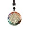Orgonite Chakra Natural & Synthetic Mixed Stone Pendant Necklaces, Nylon Thread Necklace for Women, Flat Round, Star, 25.59 inch(65cm)