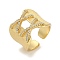 Rack Plating Brass Micro Pave Cubic Zirconia Cuff Finger Rings for Women, Cadmium Free & Lead Free, Long-Lasting Plated, Real 18K Gold Plated, 18.5mm, Inner Diameter: adjustable