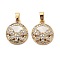 Brass Micro Pave Cubic Zirconia Charms, Cadmium Free & Nickel Free & Lead Free, with Shell, Flat Round with Dragonfly, Real 18K Gold Plated, 15x13x3mm, Hole: 5x2.5mm