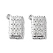 Brass Micro Pave Clear Cubic Zirconia Charms, Rectangle Charms, Cadmium Free & Nickel Free & Lead Free, Real Platinum Plated, 14.5x10x2.5mm, Hole: 1.2mm