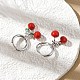 Серьги-кольца из вишневой латуни с эмалью EJEW-M077-14P-01-4