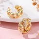 Серьги-каффы из латуни с микропаве из прозрачного кубического циркония EJEW-H147-11G-3