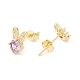 Серьга-гвоздик из латуни с кубическим цирконием EJEW-C021-06G-3
