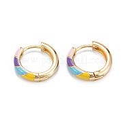 Серьги-кольца из латуни с эмалью EJEW-D274-07G