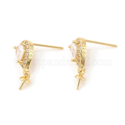 Серьга-гвоздик из латуни с микропаве из кубического циркония KK-C021-13G-1