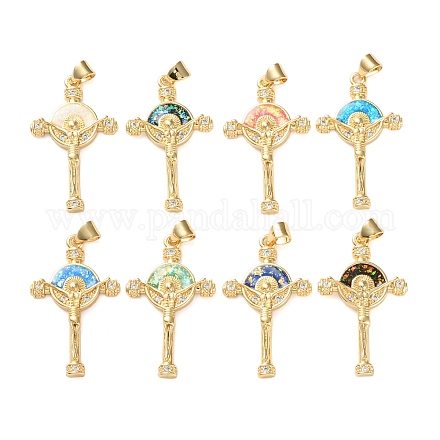 Латунные микропаве прозрачные подвески с фианитом KK-S048-01G-1