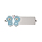 304 Stainless Steel Light Blue Enamel Connector Charms, Stainless Steel Color, Butterfly, 30x10.5x1mm, Hole: 1.2mm