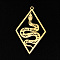 PVD Vacuum Plating 201 Stainless Steel Pendants, Laser Cut, Rhombus with Snake, Golden, 41.5x25x1mm, Hole: 1.5mm