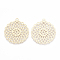 Brass Pendants, Etched Metal Embellishments, Cadmium Free & Nickel Free & Lead Free, Flat Round, Light Gold, 30x27x0.3mm, Hole: 1.8mm