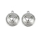 304 Stainless Steel Pendants, Flat Round with Heart Charm, Anti-Tarnish, Stainless Steel Color, 21.5x18.5x4.5mm, Hole: 1.8mm