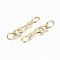 Brass Hook and S-Hook Clasps, Nickel Free, Real 18K Gold Plated, 18x5.5x2mm, 12x4.5x2.5mm