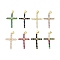 Brass Micro Pave Cubic Zirconia Pendants, Cross, Lead Free & Cadmium Free, Long-Lasting Plated, Rack Plating, Real 18K Gold Plated, Mixed Color, 33.5x22.5x5.5mm, Hole: 3x5.5mm