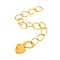 Brass Chain Extender, with Heart Charms, Golden, 60mm