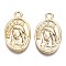 Brass Pendants, Nickel Free, Oval with Virgin Mary, Real 18K Gold Plated, 25x15x4mm, Hole: 2mm