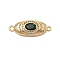 Brass Micro Pave Clear Cubic Zirconia Box Clasps, Cadmium Free & Nickel Free & Lead Free, with Glass, Oval, Real 18K Gold Plated, 8x22.5x6.5mm, Hole: 1.2mm