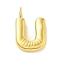 Ion Plating(IP) 304 Stainless Steel Pendants, Real 14K Gold Plated, Balloon Letter Charms, Puff Initial Charms, Letter U, 24x16x5mm, Hole: 4mm