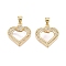 Brass Micro Pave Clear Cubic Zirconia Pendants, Cadmium Free & Lead Free, with Shell, Heart Charms, Real 18K Gold Plated, 19x18x3mm, Hole: 5x3.5mm