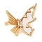 Brass Micro Pave Clear Cubic Zirconia with Natural Shell Fold Over Clasps, Cadmium Free & Nickel Free & Lead Free, ButterflyClasps, Butterfly, Real 18K Gold Plated, 19x21x10mm, Hole: 1.2mm