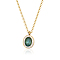 Green Stone Pendant Necklace, Stainless Steel Cable Chain Necklaces for Women