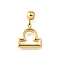 304 Stainless Steel Pendants, with Silicone inside, Ion Plating(IP), Constellation Charm, Real 18K Gold Plated, Libra, 15mm, Hole: 0.5mm, pendant: 10x10x1mm