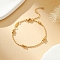 Stainless Steel Ball Beaded Cable Chain Bracelets for Women, Golden, 6-1/4 inch(16cm)
