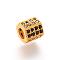 Brass Micro Pave Cubic Zirconia Beads, Cadmium Free & Lead Free, Hexagon, Golden, 7x8x7mm, Hole: 4mm