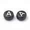 Opaque Acrylic Beads, Horizontal Hole, Alphabet Style, Flat Round, Letter.A, 7x4mm, Hole: 1.5mm, about 3700pcs/500g