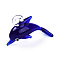 Handmade Silver Foil Lampwork Pendants, Dolphin Charms, Midnight Blue, 27~29x44~46x16.5~18.5mm, Hole: 4~5x4~6mm