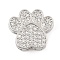 Brass Micro Pave Clear Cubic Zirconia Slide Charms, Long-Lasting Plated, Platinum, 12x13.5x4mm, Hole: 1.5x10mm and 1.5mm