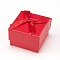 Cardboard Jewelry Earring Boxes, with Ribbon Bowknot and Black Sponge, for Jewelry Gift Packaging, Square, Red, 5x5x3.5cm