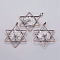 Natural Quartz Crystal Pendants, with Brass Findings, Star, Red Copper, 52x43x5~6mm, Hole: 5x8mm