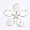 Natural Howlite Pendants, with Brass Findings, Faceted, Shield, Golden, 36x22.5x6mm, Hole: 8x4.5mm