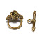 Tibetan Style Toggle Clasps, Lead Free & Cadmium Free & Nickel Free, Antique Bronze, Flower: 18x19mm, Bar: 4x24mm, Hole: 2mm