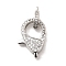 Brass Clear Cubic Zirconia Lobster Claw Clasps, with Tube Bail, Platinum, 20.5x14x5.5mm, Hole: 1.8mm