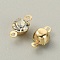 Brass Clear Cubic Zirconia Connector Charms, Diamond Link, Light Gold, 9.5x5x4mm, Hole: 1mm