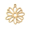5Pcs 201 Stainless Steel Pendants, Laser Cut, Hollow Flower Charm, Golden, 19.5x17x1mm, Hole: 1.2mm