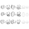 24Pcs 12 Styles 201 with 304 Stainless Steel Open Cuff Findings, Bezel Cup Ring Settings, Flat Round, Stainless Steel Color, Inner Diameter: 17.5~18mm, 2pcs/style