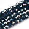 Opaque Solid Color Electroplate Glass Beads Strands, AB Color Plated, Faceted, Bicone, Prussian Blue, 2.9~3.3x2.5mm, Hole: 0.7mm, about 135~140pcs/strand, 38~40cm