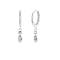 S925 Sterling Silver Teardrop Hoop Earrings, with Clear Cubic Zirconia, Silver, 20x3x10mm