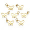 316 Surgical Stainless Steel Charms, with Jump Rings, Butterfly, Real 14K Gold Plated, 9x12.5x1mm, Hole: 2.5mm, Jump Ring: 4x0.5mm, 2.5mm inner diameter