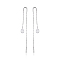 S925 Sterling Silver Clear Cubic Zirconia Teadrop Stud Earrings, Ear Threads, Platinum, 77mm