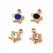 304 Stainless Steel Pendants, with Rhinestone, Star, Golden, Mixed Color, 9.5x7.5x3mm, Hole: 1.4mm