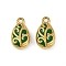 304 Stainless Steel Enamel Charms, Leaf Charm, Ion Plating(IP), Real 18K Gold Plated, 15x8.5x4.5mm, Hole: 1.5mm