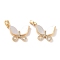 Brass Micro Pave Clear Cubic Zirconia Pendants, Cadmium Free & Nickel Free & Lead Free, with Shell, Double Butterfly, Real 18K Gold Plated, 16.5x21x3.5mm, Hole: 4.5x2.5mm