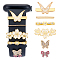 6Pcs 6 Style Zinc Alloy with Rhinestone Watch Loops Accesssories, Butterfly Watch Band Studs and Flower Watch Band Charms, Mixed Color, 6~15x11.5~27.5x3~6.5mm, 1Pc/style