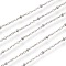Tarnish Resistant 304 Stainless Steel Cable Chains, Satellite Chains, with Rondelle Beads, Soldered, Flat Oval, Stainless Steel Color, Link: 2x1.5mm, Bead: 2x1mm
