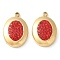 Polymer Clay Rhinestone Pendants, with 304 Stainless Steel Findings, Manual Polishing, Oval Charm, Ion Plating(IP), Red, 17x11.5x3.5mm, Hole: 1.5mm