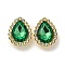 Acrylic Rhinetsone Cabochons, with ABS Plastic, Teardrop, Green, 19x15x6mm